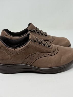 SAS Walk Easy Shoes Womens 7.5 Extra Wide Brown Leather Lace Up Comfort Walking